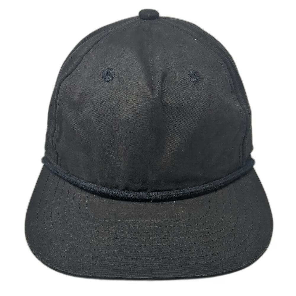 Decky 5 Panel Black Hat One Size Rope Perforated Laser Cut Snapback Breathable